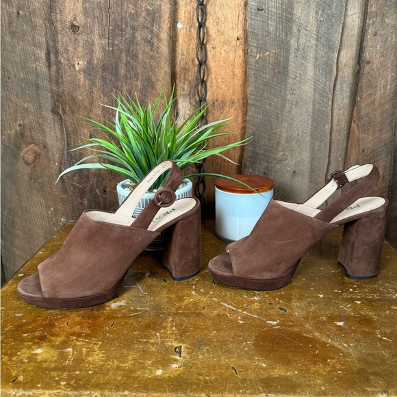Prada Brown Suede Platform Sandals with Box - Size IT 41/US 11 - Picture 5 of 13